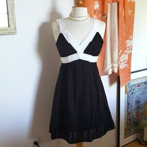 BCBGMAXAZRIA Black Cotton Dress W/ White Trim Size XS